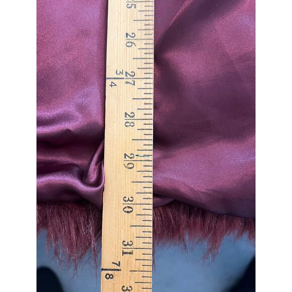 Rachel Zoe Faux Fur Burgundy Coat - Large - Picture 9 of 10